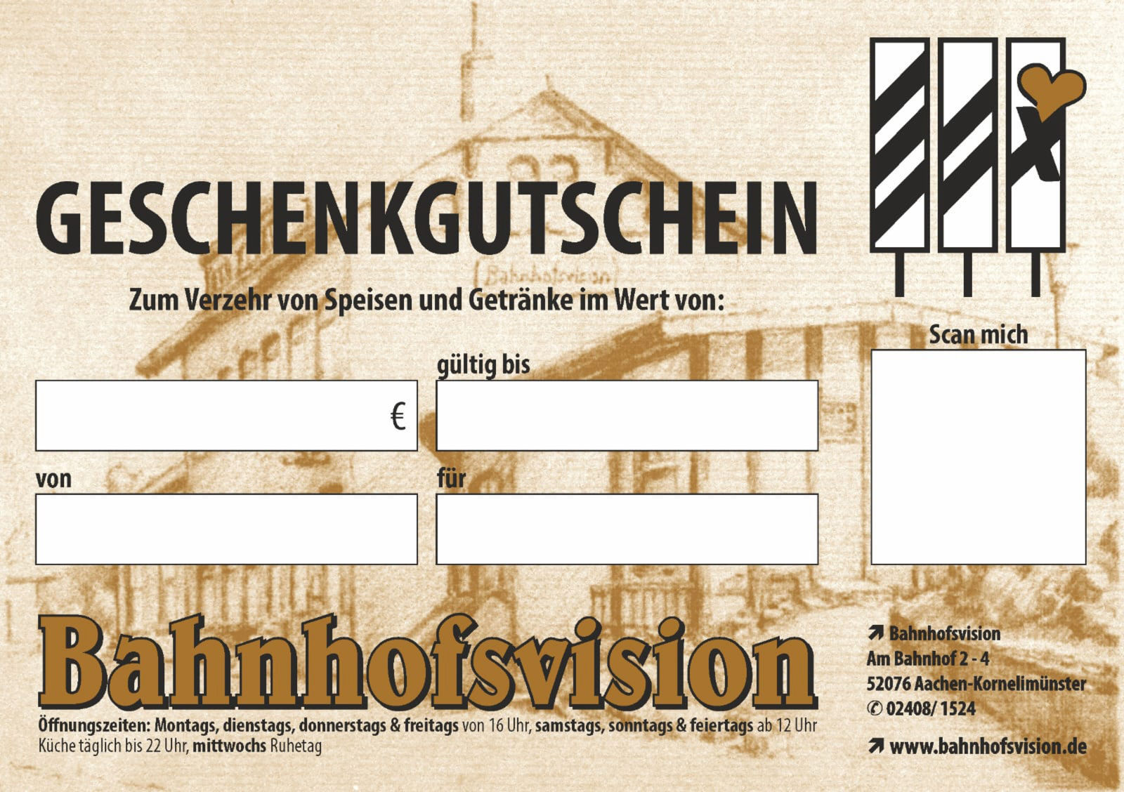 Geschenkgutschein der Bahnhofsvision